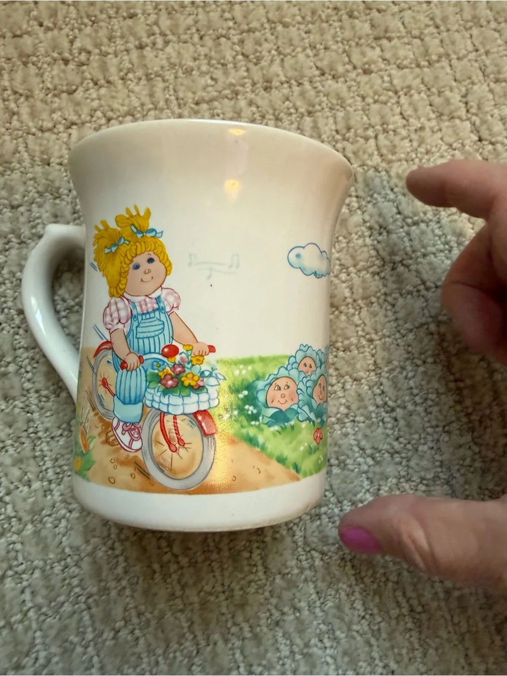Cabbage Patch Kids Coffee Mug picnic bicycle Vintage 1984